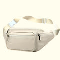 Cream White Multi-Zip Wide Strap Quick Release Minimal Waist Bag