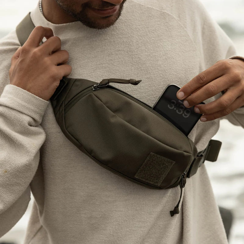 Olive Green Multi-Compartment Adjustable Strap Outdoor Fanny Pack