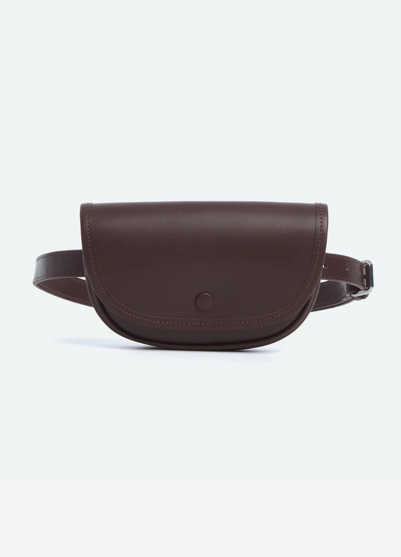 Chocolate Brown Snap Button Adjustable Belt Mini Semicircular Waist Bag