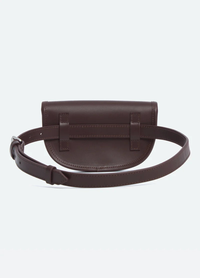 Chocolate Brown Snap Button Adjustable Belt Mini Semicircular Waist Bag