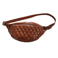 Caramel Quilted Double-Zip Adjustable Strap Curved Saddle Waist Bag