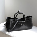 Matte Dark Buckle Strap Multi-Wear Open Tote Handbag