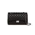 Black Diamond Quilted Dual-Wear Chain Flap Crossbody Shoulder Bag