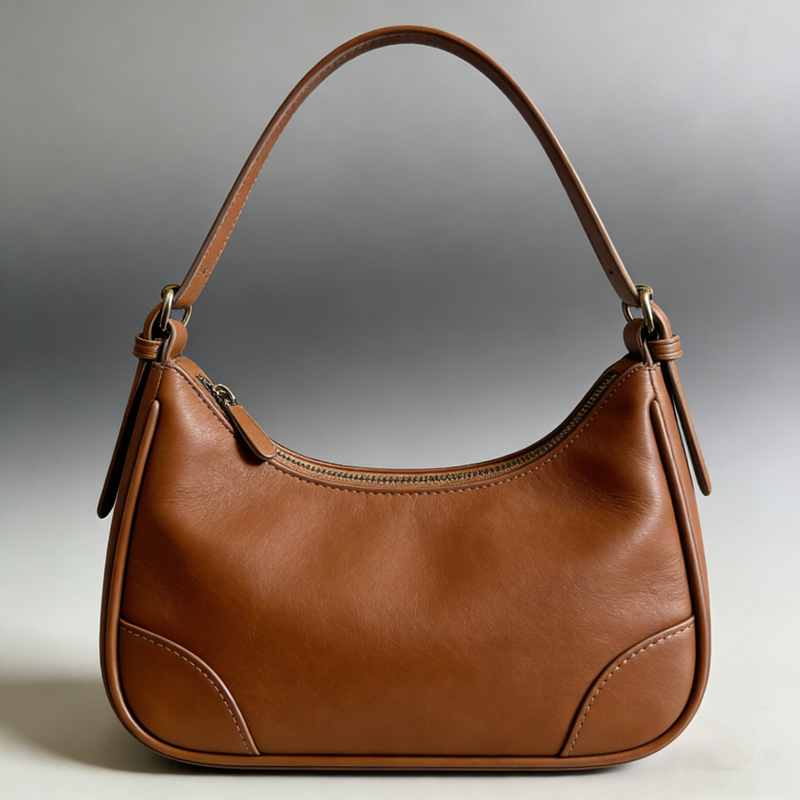 Two-Tone Soft Wrinkle Minimal Curved Crescent Underarm Bag