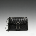 Two-Tone Chevron Quilted Animal Buckle Chain Flap Crossbody Bag