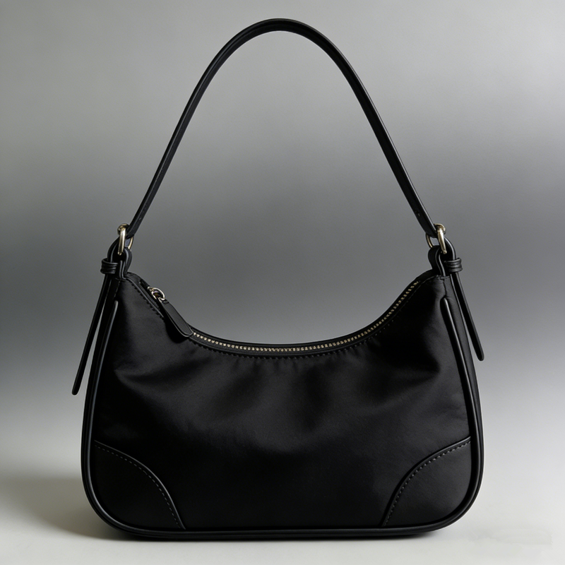Two-Tone Soft Wrinkle Minimal Curved Crescent Underarm Bag