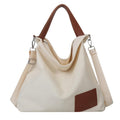 Brown Trim Multi-Wear Zipper Large Slouchy Canvas Hobo Bag